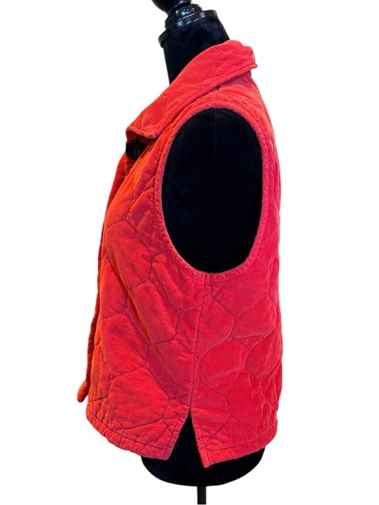 Habitat Red Quilted Corduroy Vest Big Button Front Women's Size Small - Picture 4 of 7